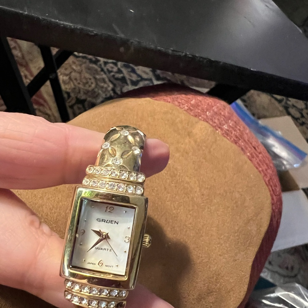 Gruen Women's Gold-Tone Crystal Bracelet Watch - Gold